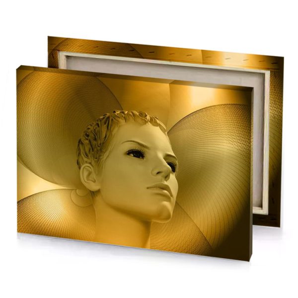a woman with hat and large white angel copper canvas - Image 4