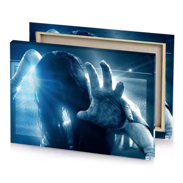 a woman with her hands up in front of computer blue sapphire canvas - Image 4