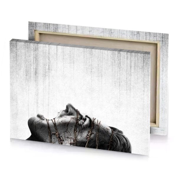 a woman with her head in the air white smoke canvas - Image 4