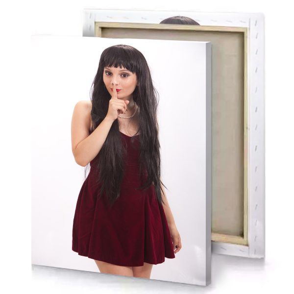 a woman with long black hair white smoke canvas - Image 4