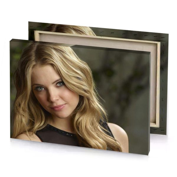 a woman with long blonde hair and blue eyes bistre canvas - Image 4