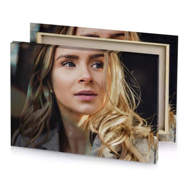 a woman with long blonde hair and gray jacket smoky black canvas - Image 4