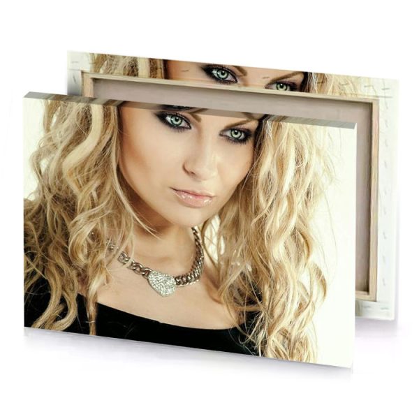 a woman with long blonde hair and necklace tan canvas - Image 4