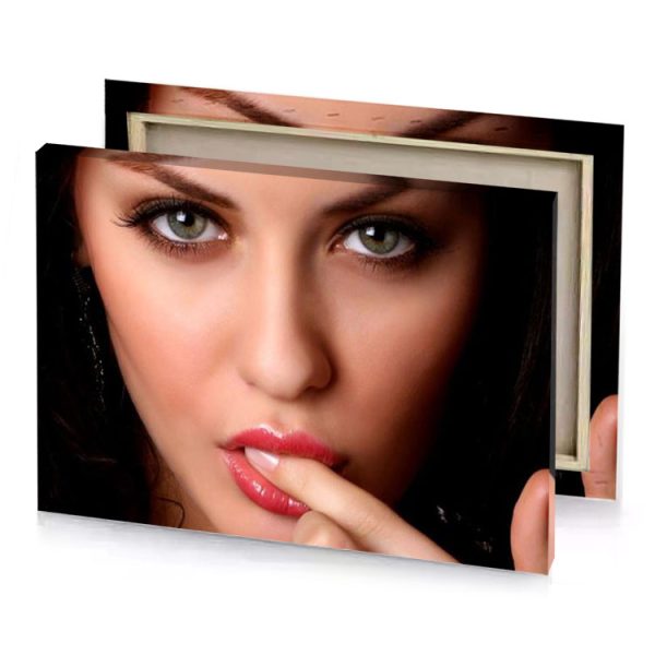 a woman with long brown hair black canvas - Image 4