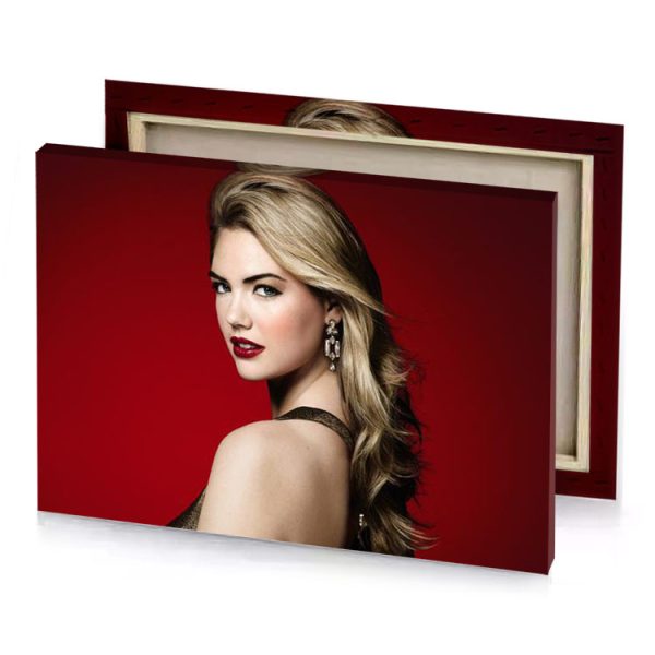 a woman with long hair and black dress maroon canvas - Image 4