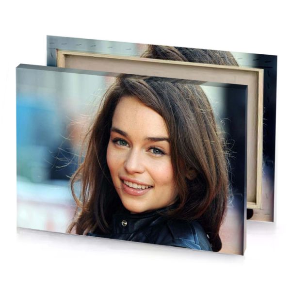 a woman with long hair and black leather jacket smoky canvas - Image 4