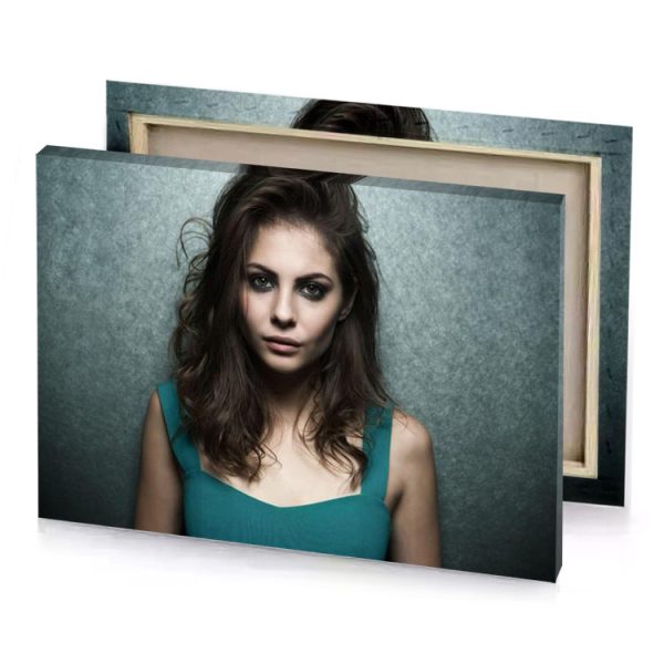 a woman with long hair and blue eyes bistre canvas - Image 4