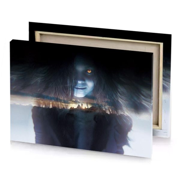 a woman with long hair and dark background charcoal canvas - Image 4
