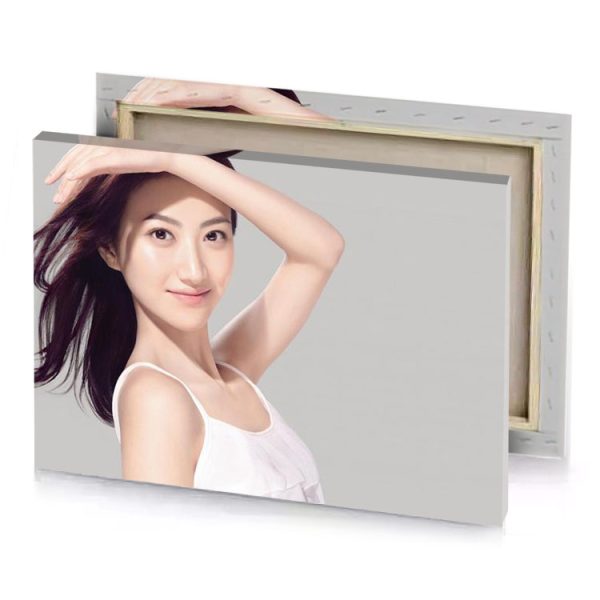 a woman with long hair and white dress silver canvas - Image 4