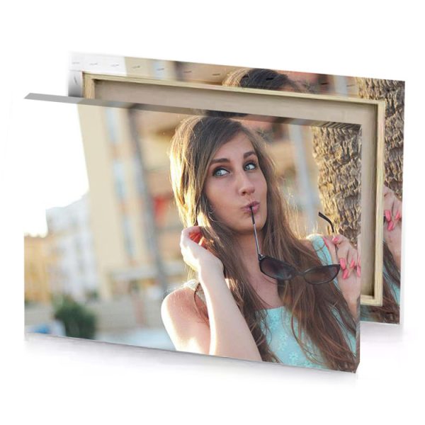 a woman with long hair tan canvas - Image 4