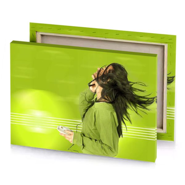 a woman with long hair yellow green canvas - Image 4