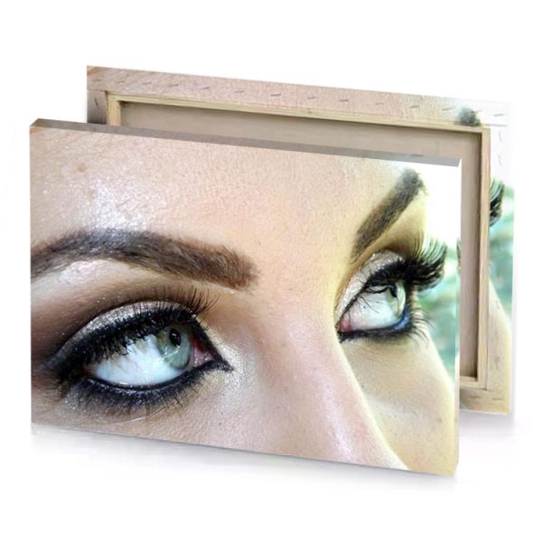 a woman with long lashes and black eyeliner pearl canvas - Image 4
