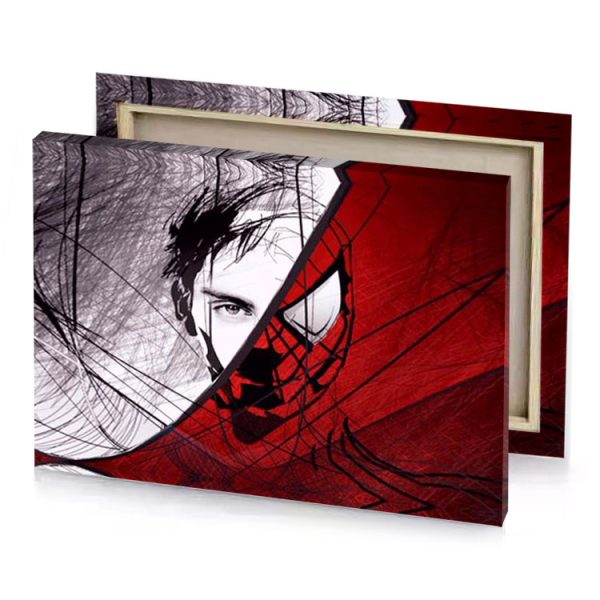 a woman with red background and black white face burgundy canvas - Image 4