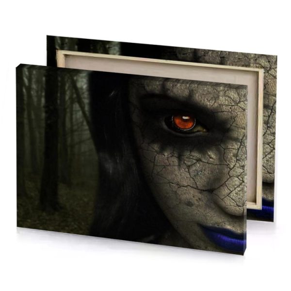 a woman with red eyes and black hair smoky canvas - Image 4