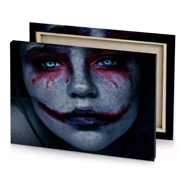 a woman with red makeup and black hair slate gray canvas - Image 4