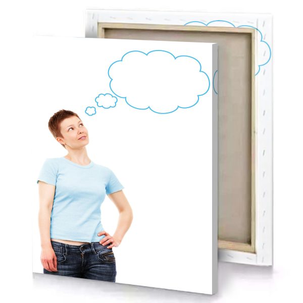 a woman with thought bubble above her head ghost white canvas - Image 4