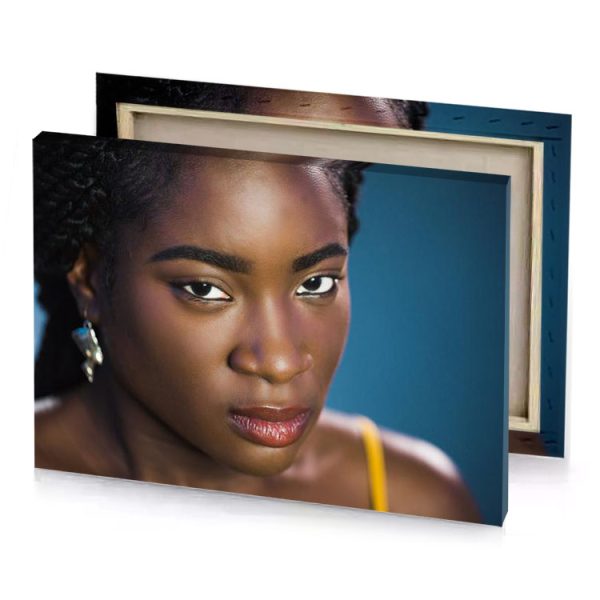 a woman with yellow dress and earrings blue sapphire canvas - Image 4