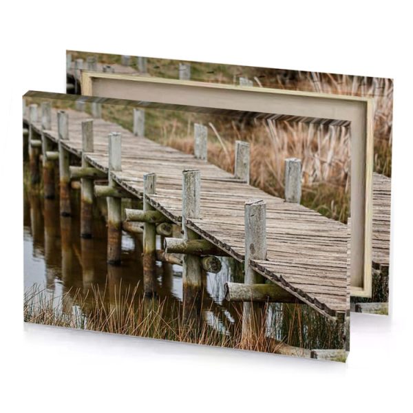 a wooden bridge over body of water zinnwaldite brown canvas - Image 4