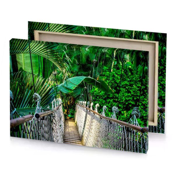 a wooden bridge with metal railing medium sea green canvas - Image 4