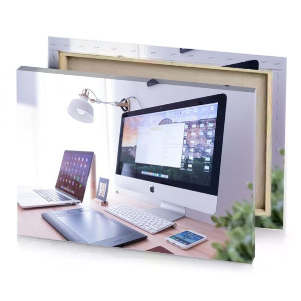 a wooden desk white smoke canvas - Image 4