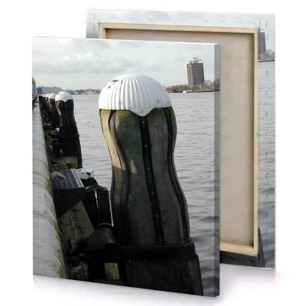 a wooden pole with metal cap on it bistre canvas - Image 4