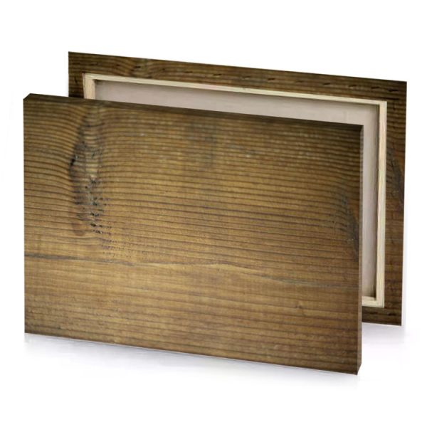 a wooden table with brown stain on it copper canvas - Image 4
