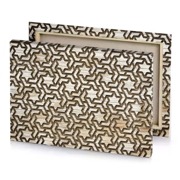 a wooden wall with pattern of hexas canvas - Image 4