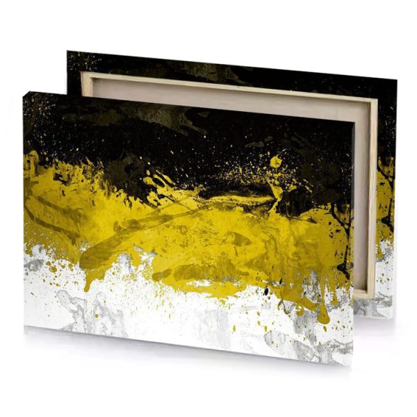 a yellow and black abstract painting golden rod canvas - Image 4