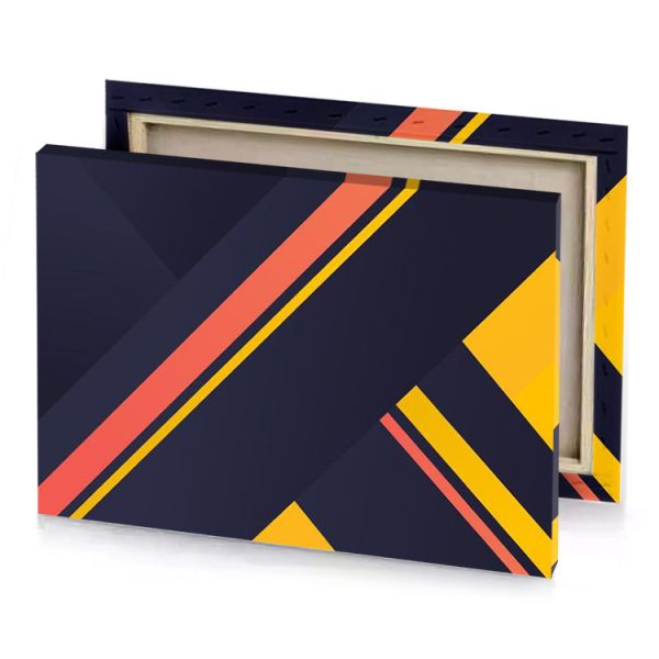 a yellow and black background with diagonal pattern sunset orange canvas - Image 4