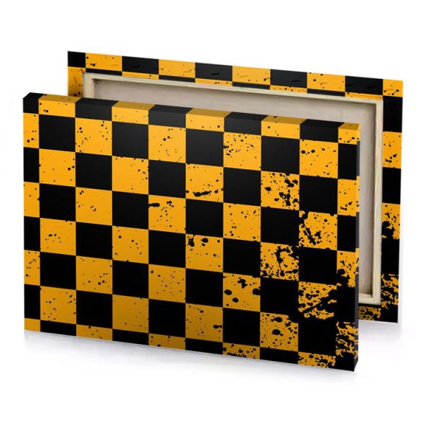 a yellow and black checkered background golden rod canvas - Image 4