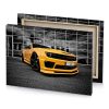 a yellow car parked in front of building golden rod canvas - Image 4