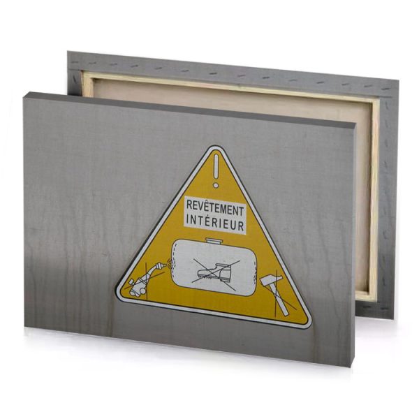 a yellow triangle sign copper canvas - Image 4