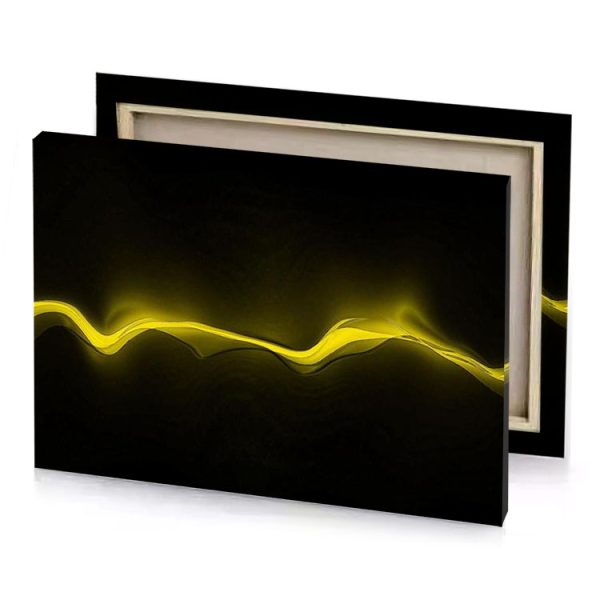 a yellow wave of light on black background bistre canvas - Image 4