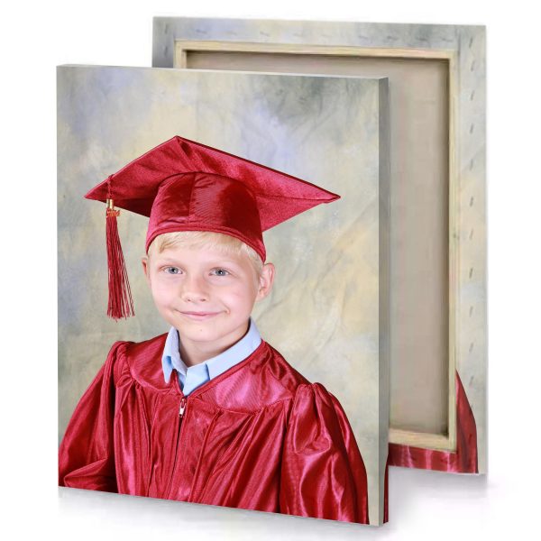 a young boy in red graduation gown brown canvas - Image 4