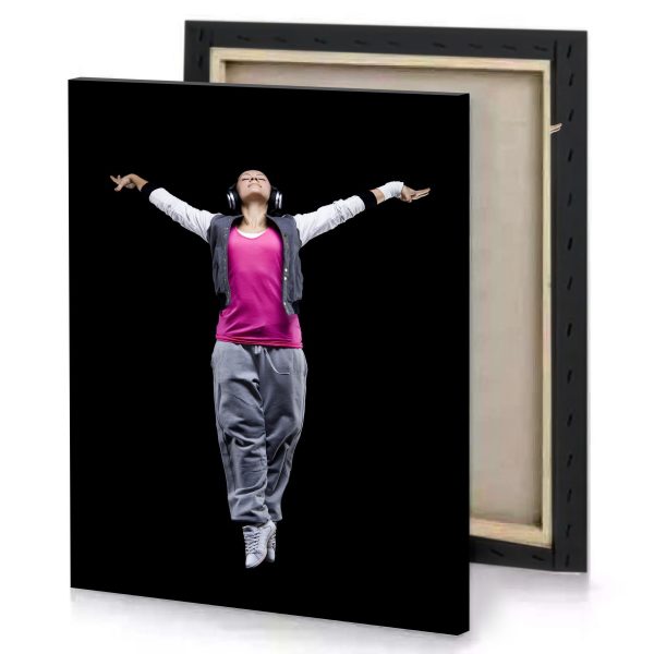 a young girl in pink shirt and grey pants deep cerise canvas - Image 4