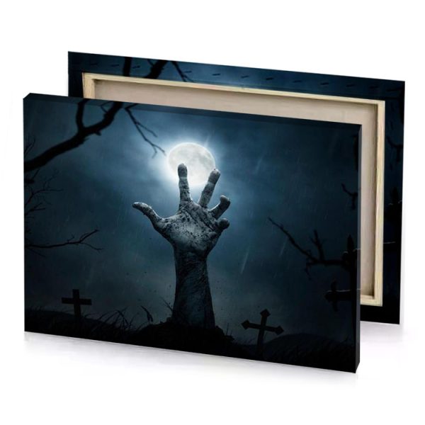 a zombie hand reaching out from the ground charcoal canvas - Image 4