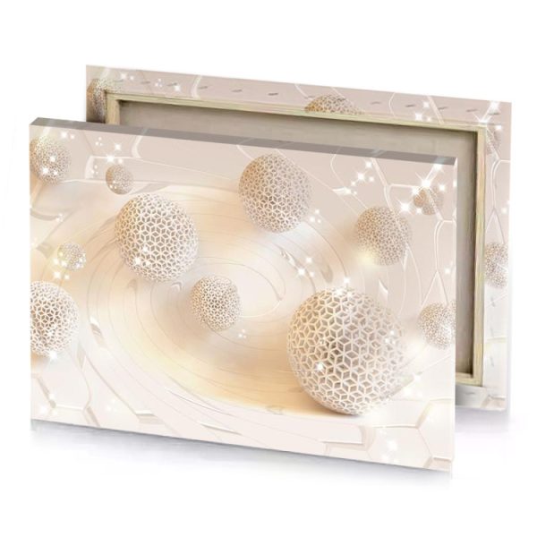 abstract background with white spheres and lines tan canvas - Image 4
