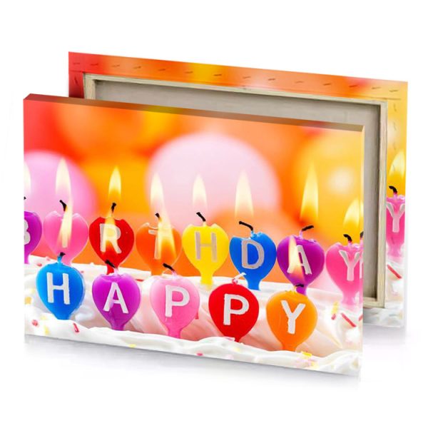 birthday cake with candles and balloons tangerine canvas - Image 4