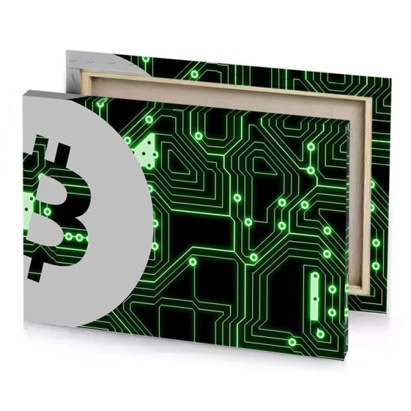 bitcoin logo on a circuit bistre canvas - Image 4