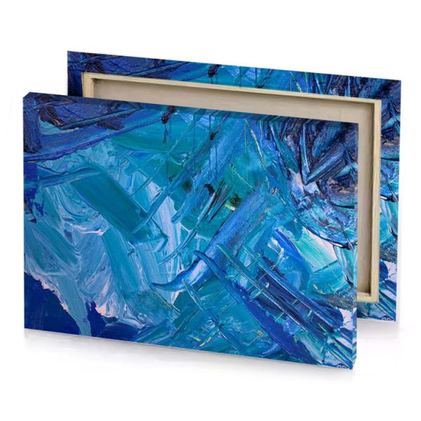 blue abstract painting denim canvas - Image 4