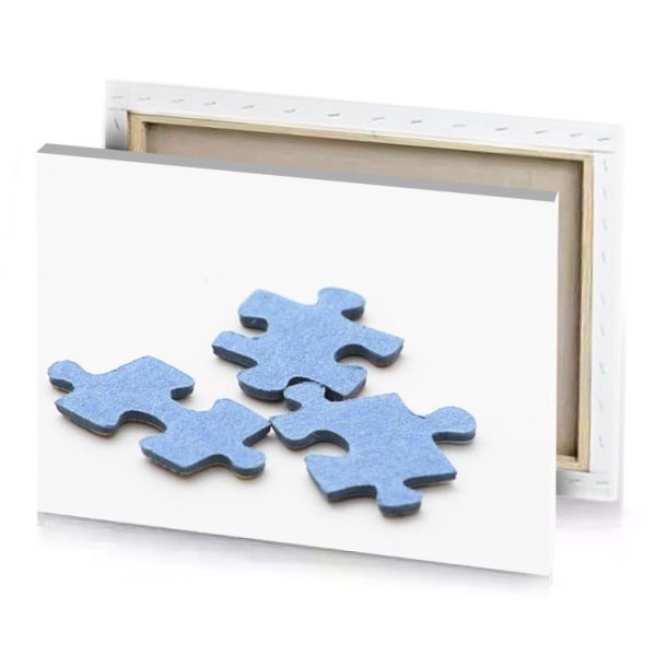 blue puzzle pieces on white background light steel canvas - Image 4