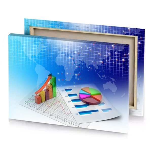 business graphs on a blue background with world map royal canvas - Image 4