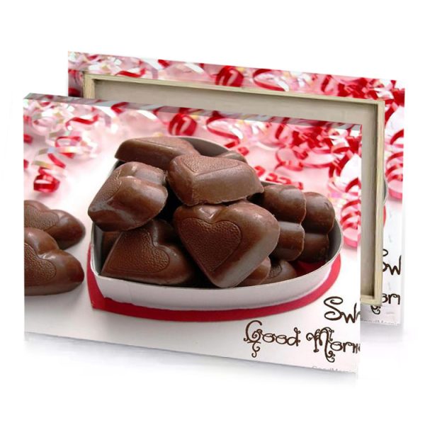 chocolate hearts in a heart shaped box with cons bistre canvas - Image 4