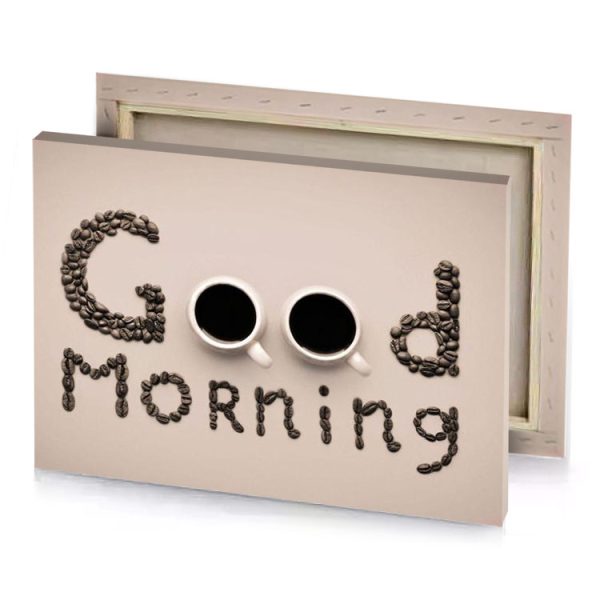 coffee beans and with the word good morning smoky black canvas - Image 4