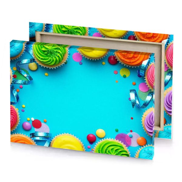 colorful cupcakes with icing on blue background bright turquoise canvas - Image 4