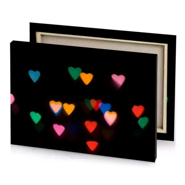 colorful hearts on black background tangerine canvas - Image 4