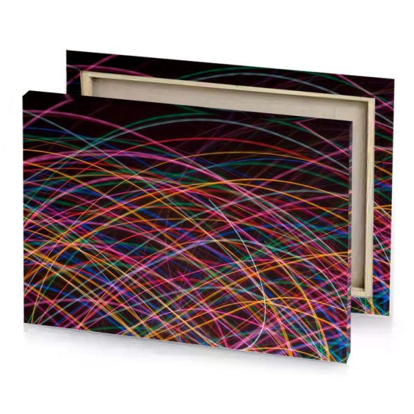colorful light streaks on black background burgundy canvas - Image 4
