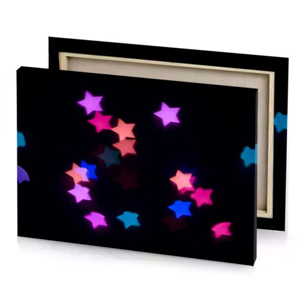 colorful stars on black background light coral canvas - Image 4