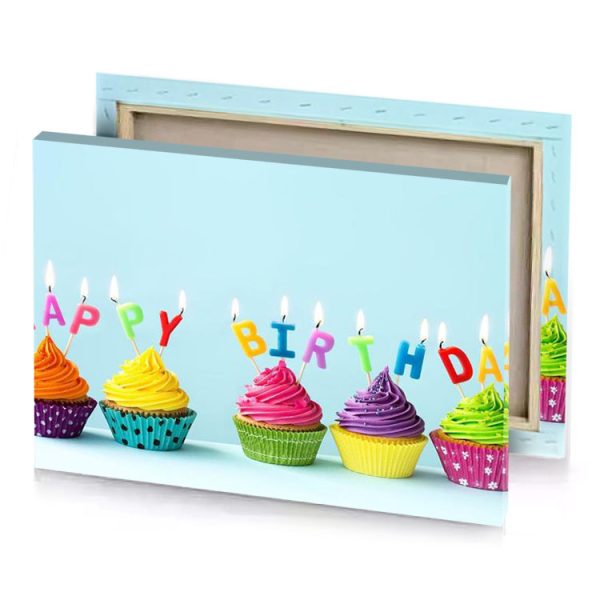 cupcakes with candles on them banana yellow canvas - Image 4