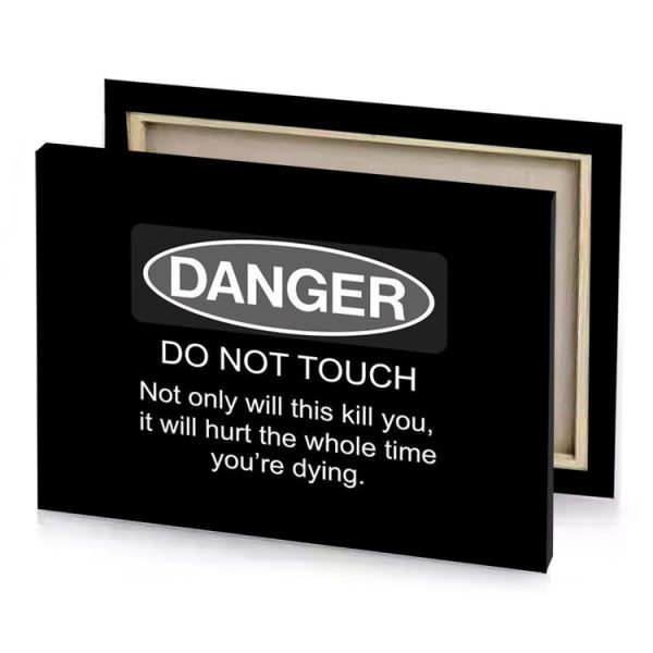 danger sign on a black background dim gray canvas - Image 4